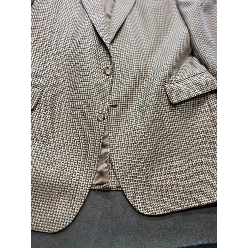 Jos A Bank Men's Houndstooth Blazer 46L Wool‎ Silk Linen Blend Sport Coat